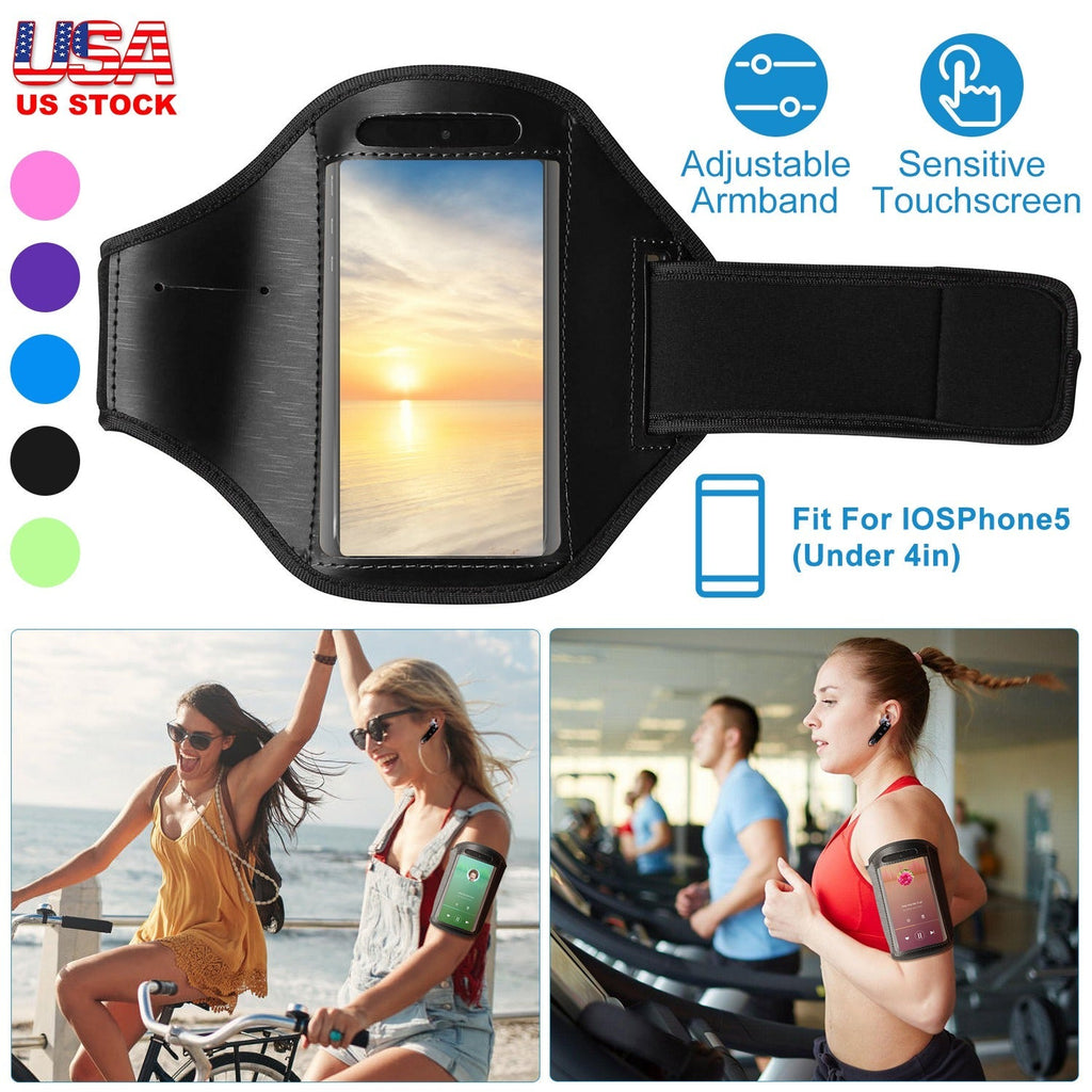 Phone Armband Case Adjustable Sweat-Resistant Armband Phone Holder Fit for iPhone5 Or Cellphones Under 4in For Running Jogging Riding Hiking Gym