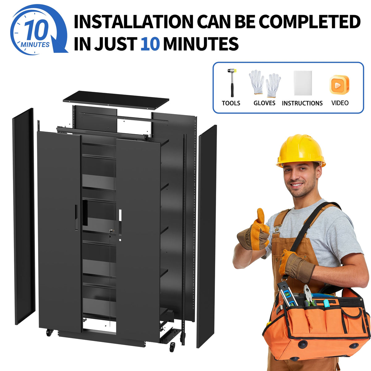 Garage Storage Cabinet with Wheels and Lock