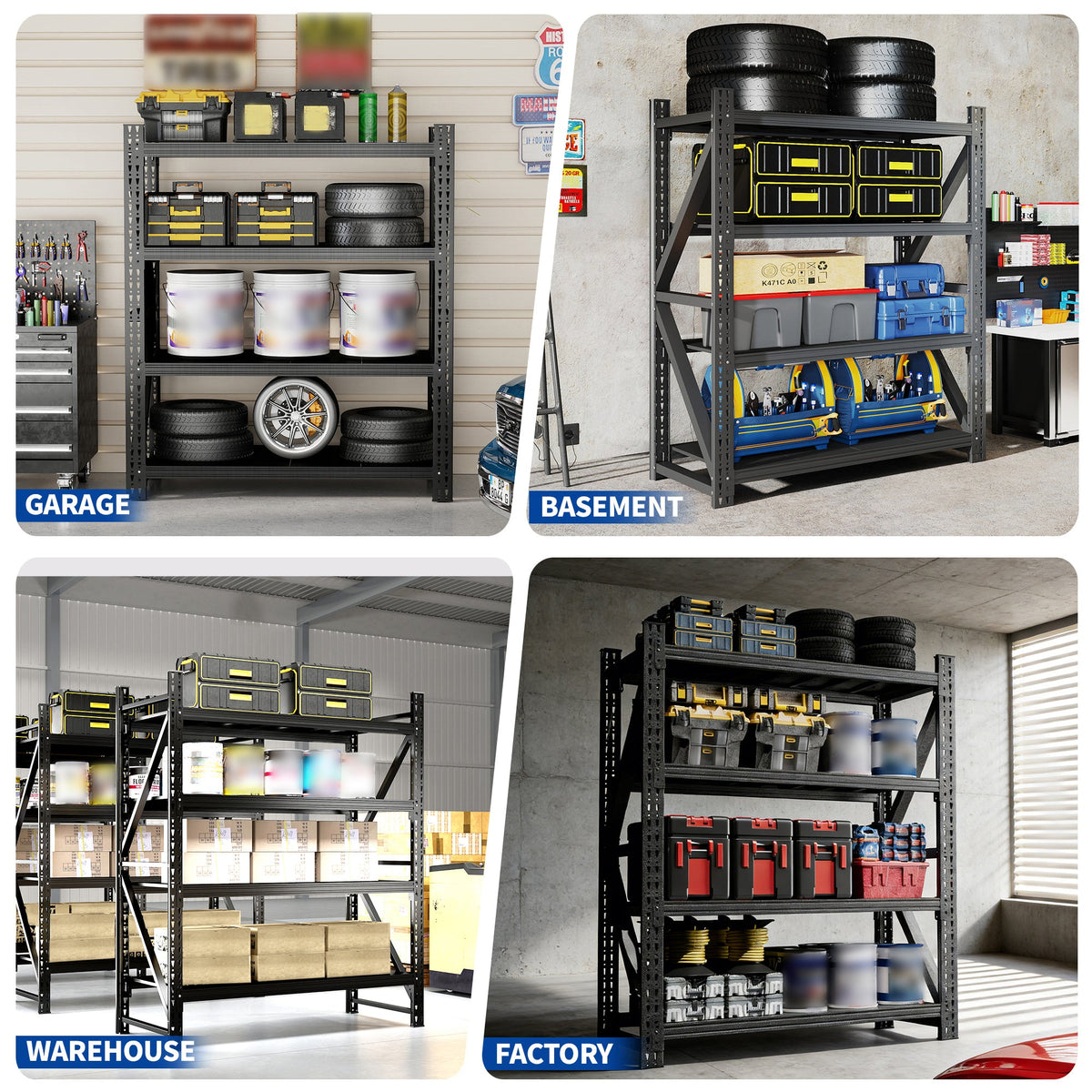 Heavy Duty Metal Adjustable Garage Shelves, 4000LBS Storage Rack
