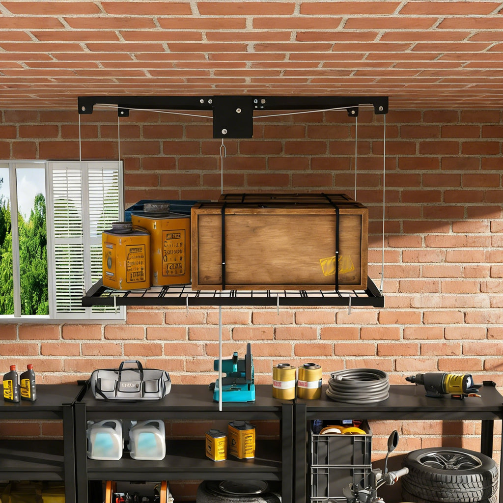 Overhead Garage Storage Rack 4x4 FT for High Ceilings