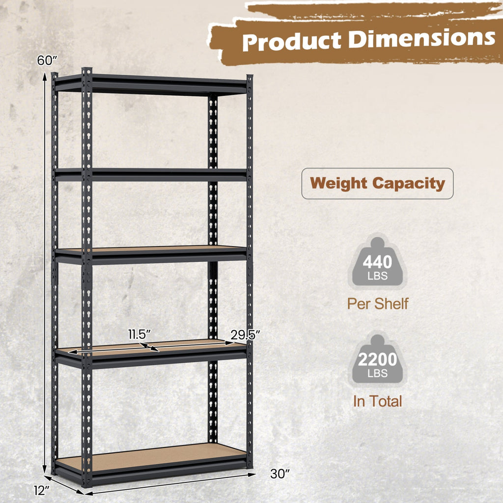 5-Tier Garage Shelving Unit 2200 LBS Heavy Duty Metal Storage Shelves