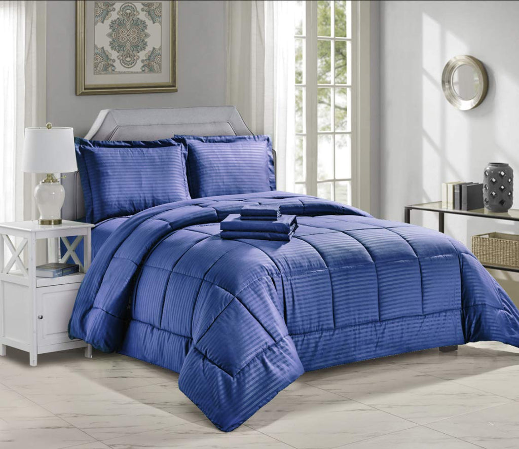 Decor&More Home Essentials 8 Piece Embossed Stripe Bed in a Bag