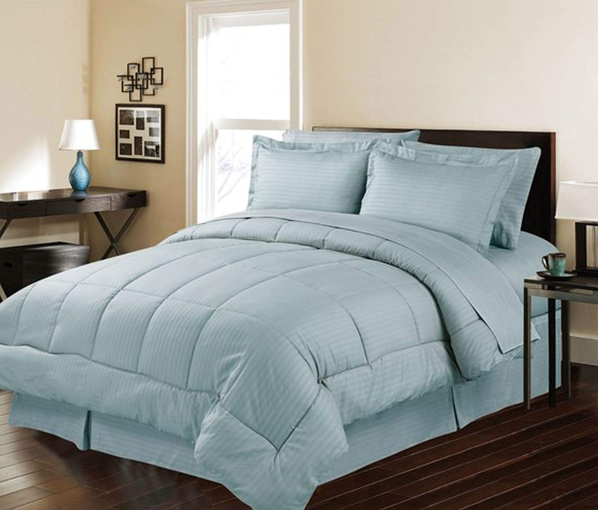 Decor&More Home Essentials 8 Piece Embossed Stripe Bed in a Bag