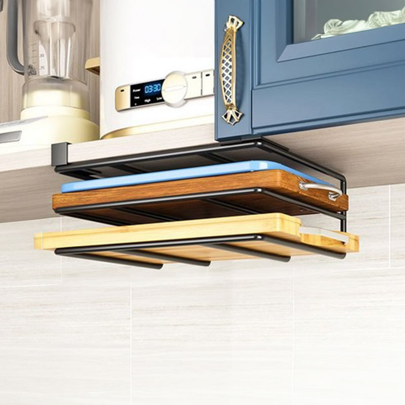 Under - Cupboard Hanging Organizer: Hooks for Paper Towels, Rags, Plus Shelf for Cutting Boards & Pot Covers