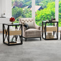 Set of 2 Modern End Table with Drawer - Nightstand for Bedroom & Living Room