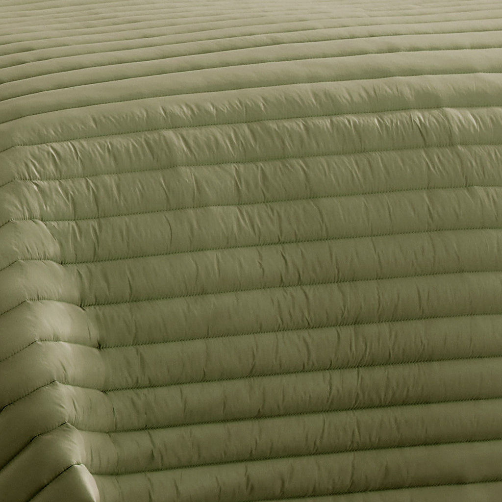 Puffer Quilted Comforter Set with Channel Quilting - Green or Navy