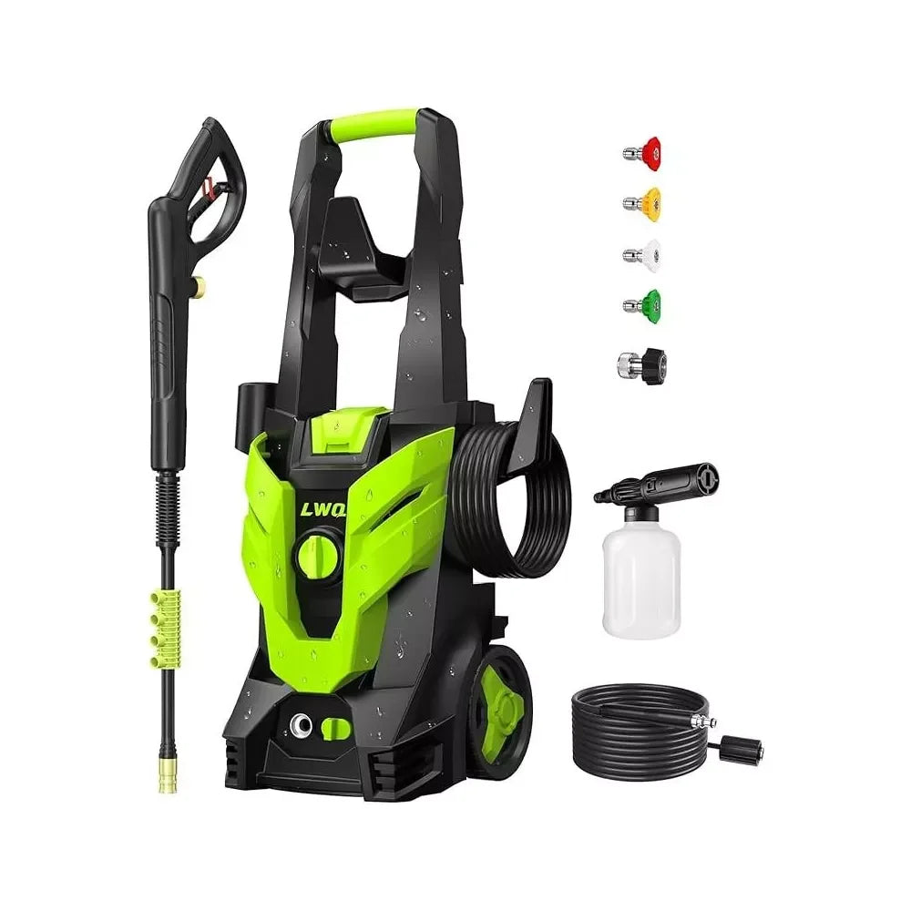 Electric Pressure Washer Super Strong Pressure Washer with Foam Cannon 4 Quick Connect Nozzles for Cars Fences Patios Home Cleaning Tool