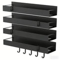 4 Pack Magnetic Spice Rack Organizer for Refrigerator and Oven, Black Fridge Organizers and Storage for Kitchen