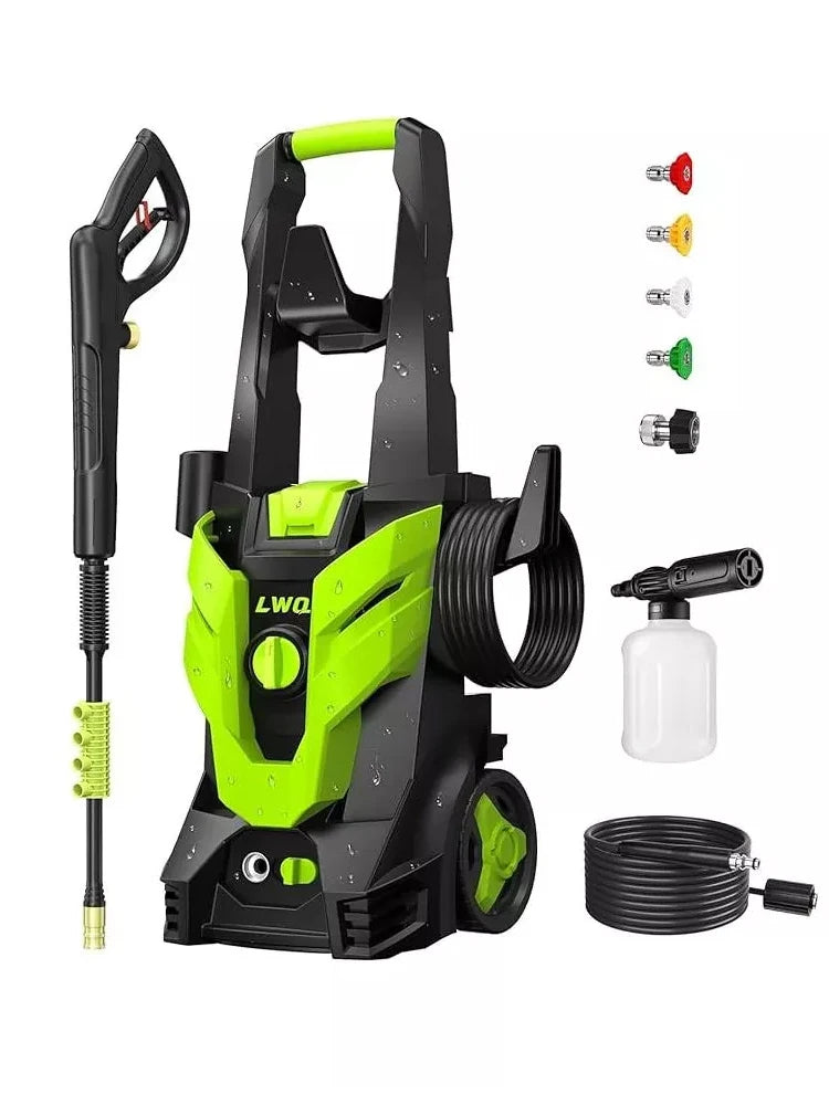 Electric Pressure Washer Super Strong Pressure Washer with Foam Cannon 4 Quick Connect Nozzles for Cars Fences Patios Home Cleaning Tool