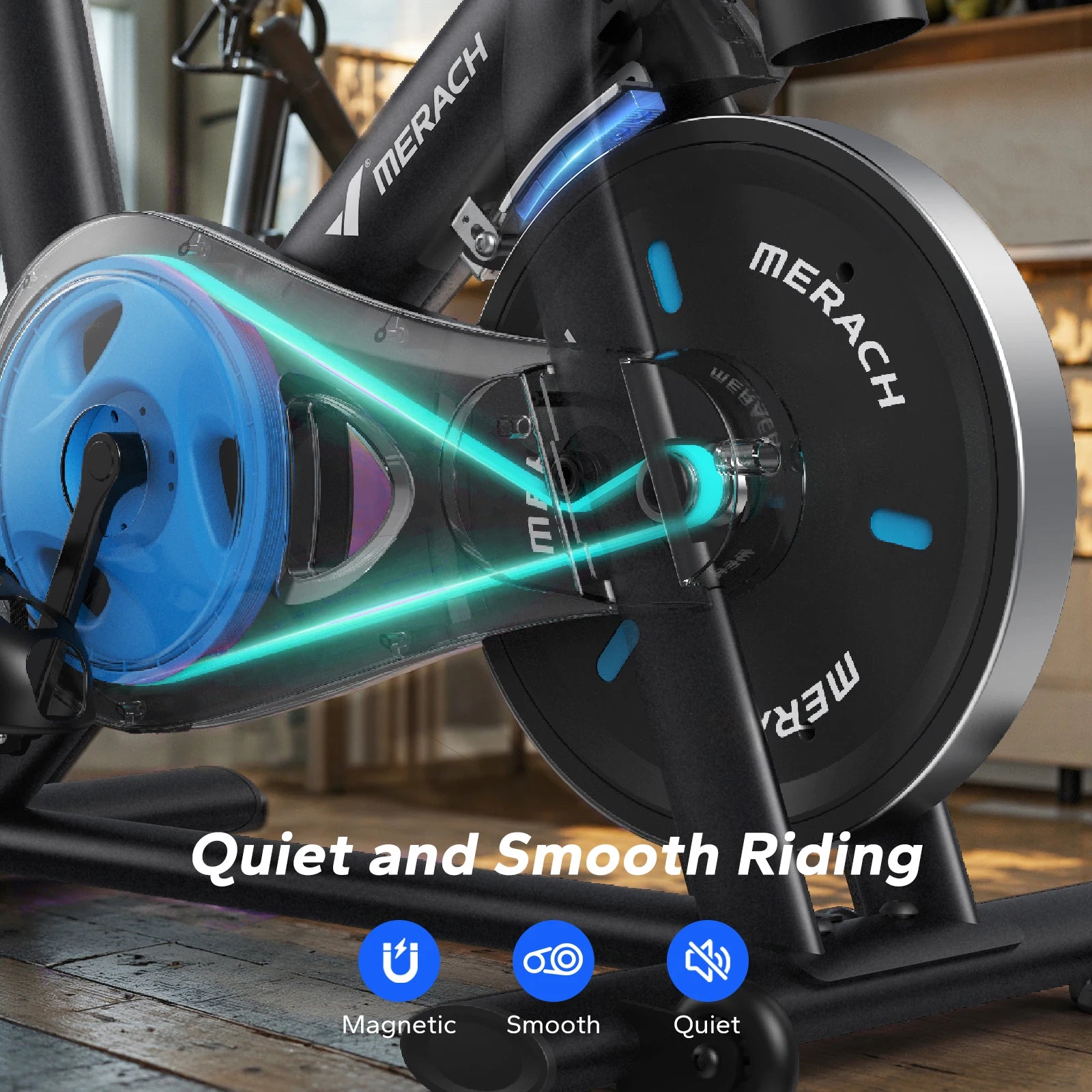 MERACH Exercise Bike Brake Pad/Magnetic Stationary Bike with Exclusive App Low Noise Indoor Cycling Bike with Fitness Courses