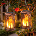 Solar Lantern Outdoor Lights, Upgraded Flickering Flame Solar Lanterns Outdoor Waterproof, Auto ON/Off Lanterns Decorative Outdoor