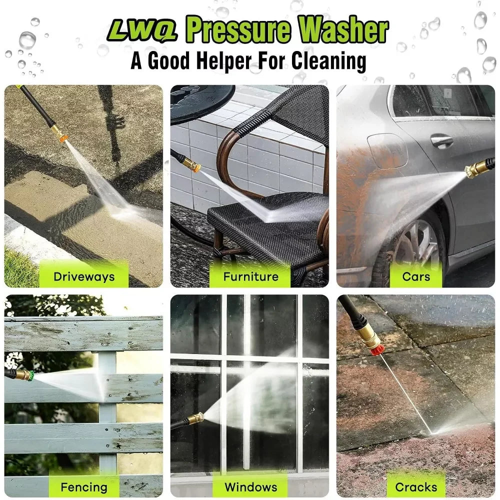 Electric Pressure Washer Super Strong Pressure Washer with Foam Cannon 4 Quick Connect Nozzles for Cars Fences Patios Home Cleaning Tool