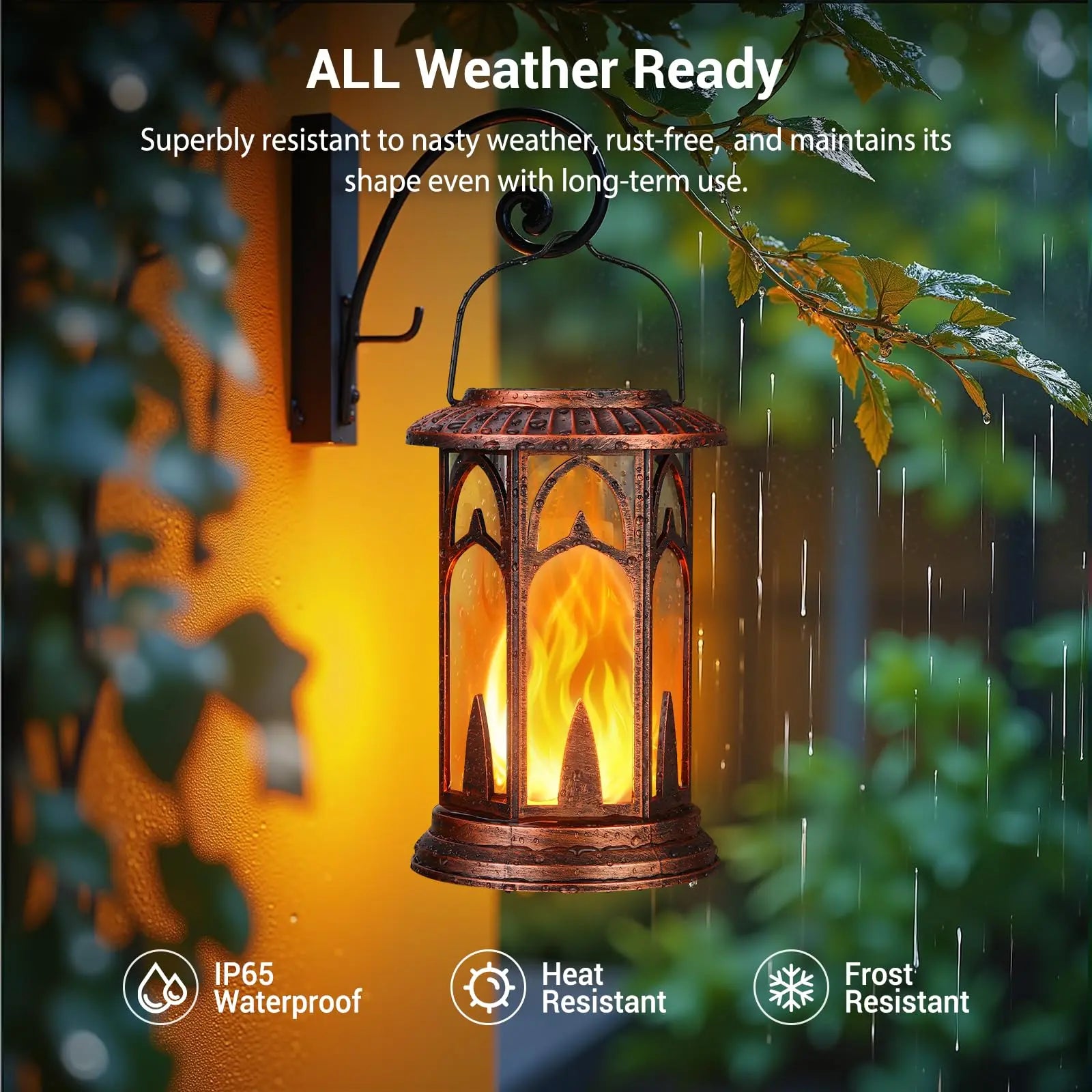 Solar Lantern Outdoor Lights, Upgraded Flickering Flame Solar Lanterns Outdoor Waterproof, Auto ON/Off Lanterns Decorative Outdoor