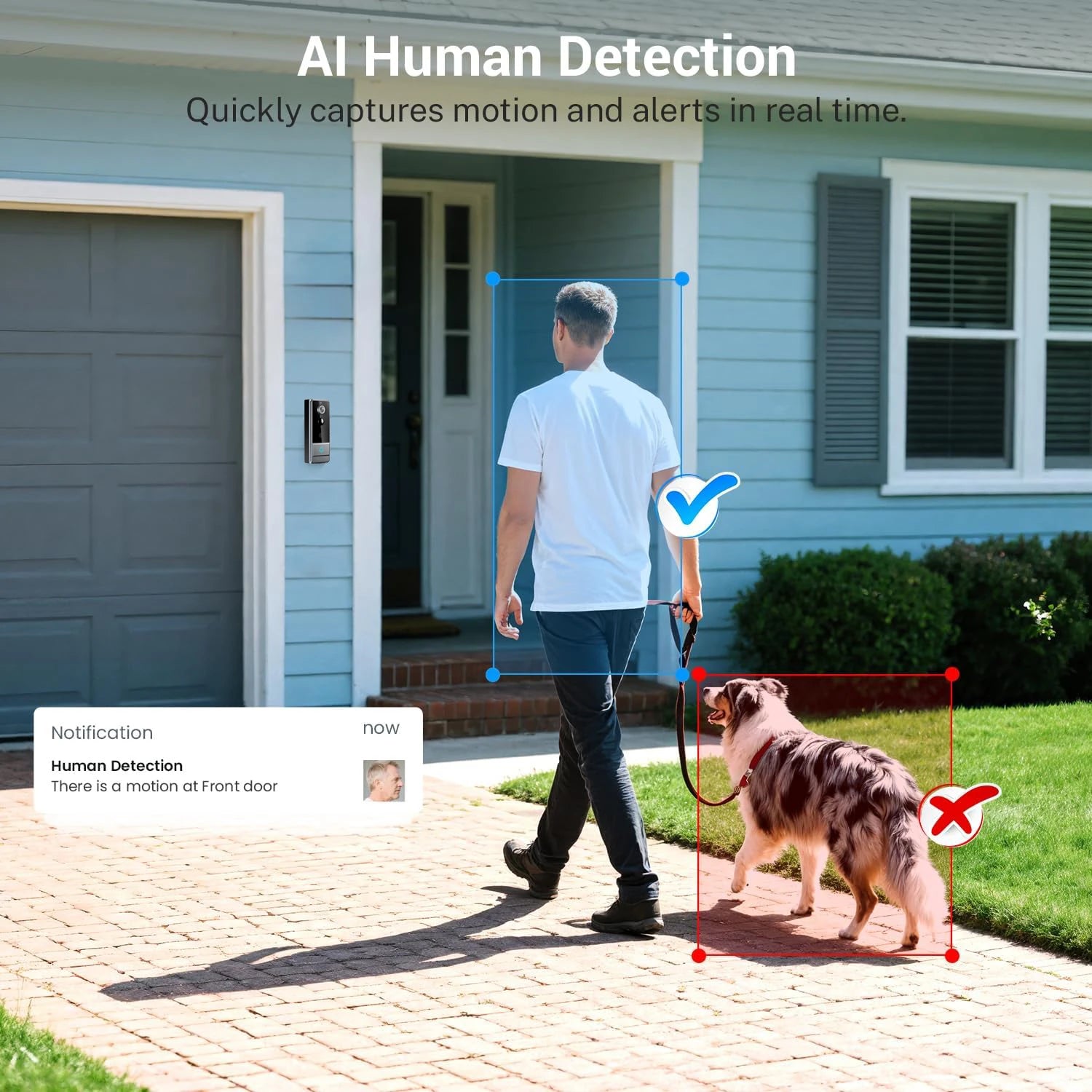 Wireless Smart Video Doorbell, Video Doorbell Camera, Home Security WiFi Doorbell Camera, PIR Motion Doorbell