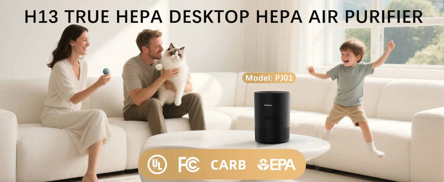 Chuboor Air Purifiers for Home H13 True HEPA for Bedroom Room kitchen for Smoke and Dust Pollen Odors PM2.5 Detection