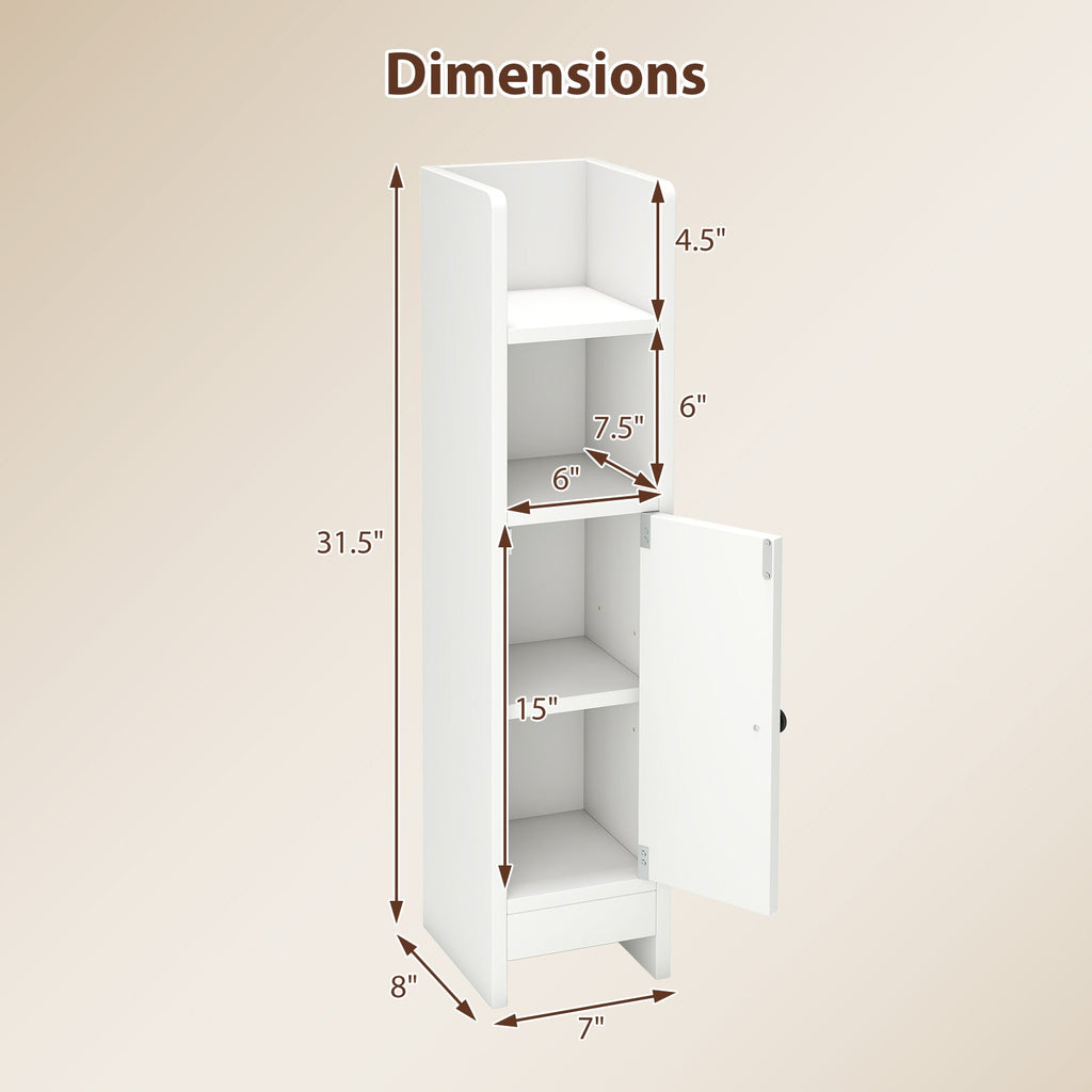 Bathroom Slim Cabinet Corner with Door and Adjustable Shelf
