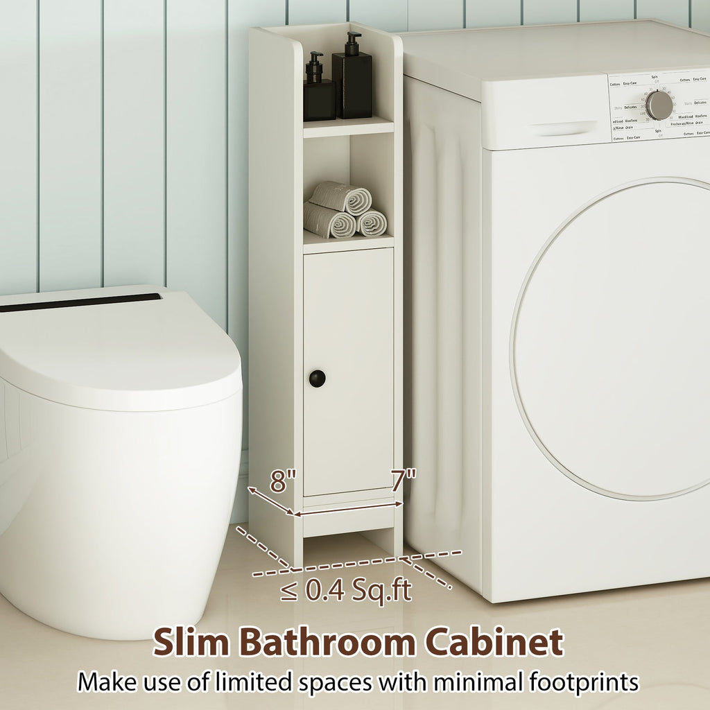 Bathroom Slim Cabinet Corner with Door and Adjustable Shelf