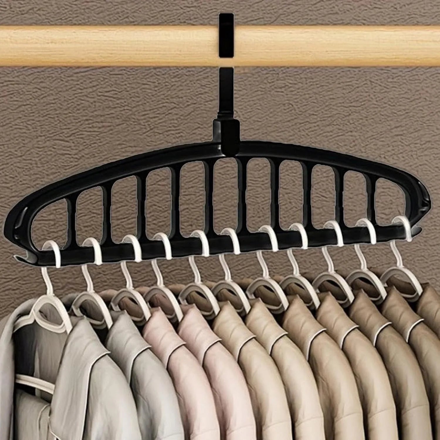 11-Hole Magic Folding Clothes Hanger Organizer, Folding Hangers, Shirt Hangers Space Saving - Black Dress Suit Coat Hangers ，Design Wardrobe Storage for Coats | Closet Clothing Organizers | Clothes Hangers for Wardrobe Apar