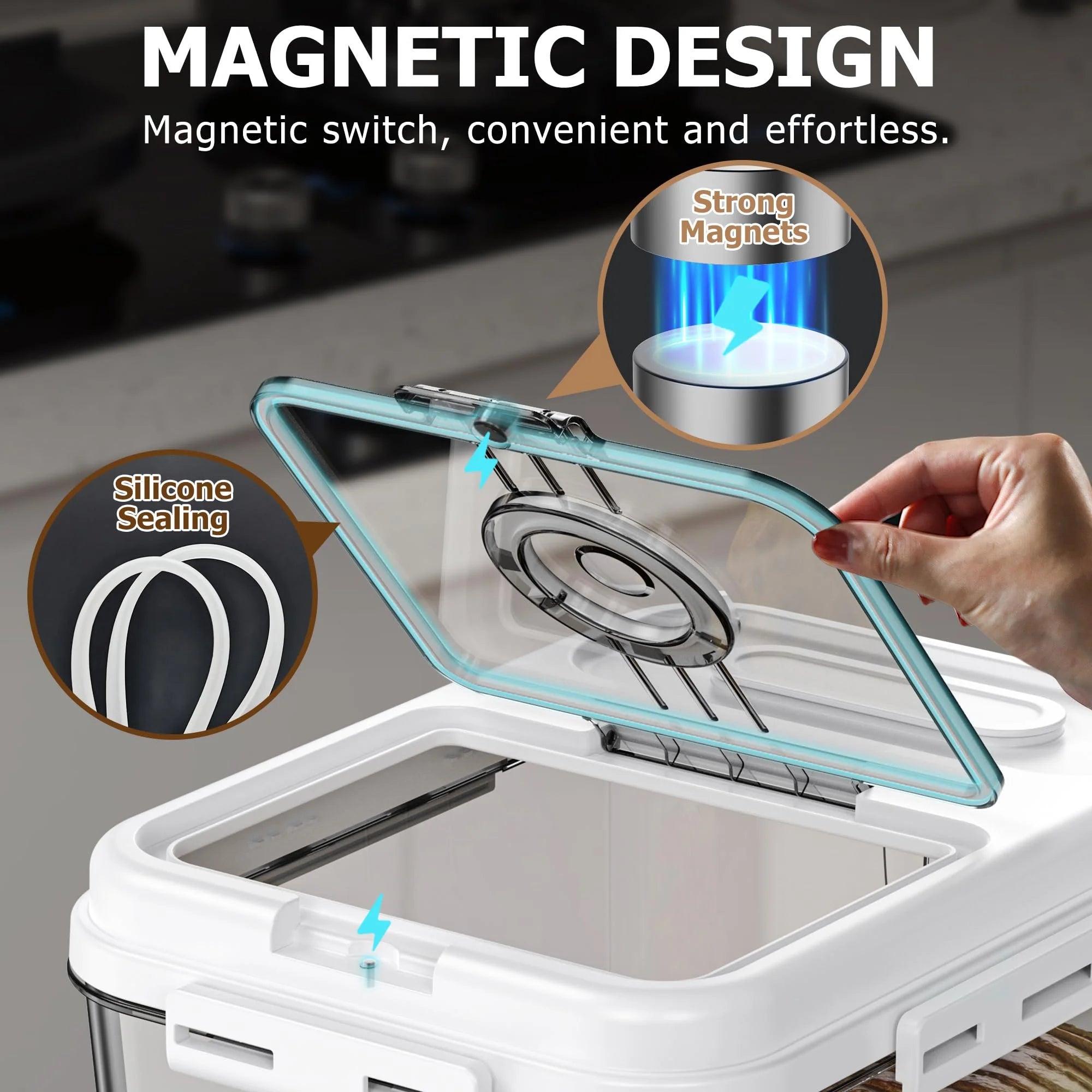 Bread Box For Kitchen Countertop, Airtight Bread Storage Container, Time Recording Bread Keeper with Lid,Bread Storage For Homemade Breads, Toast, And Cookies, White Bread Holder.