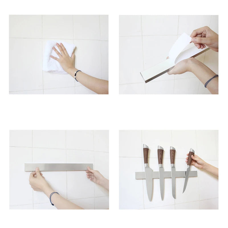 Stainless Steel Magnetic Knife Strip, Wall Mounted Knife Holder Rack, 30/40/50cm Kitchen Storage Accessory