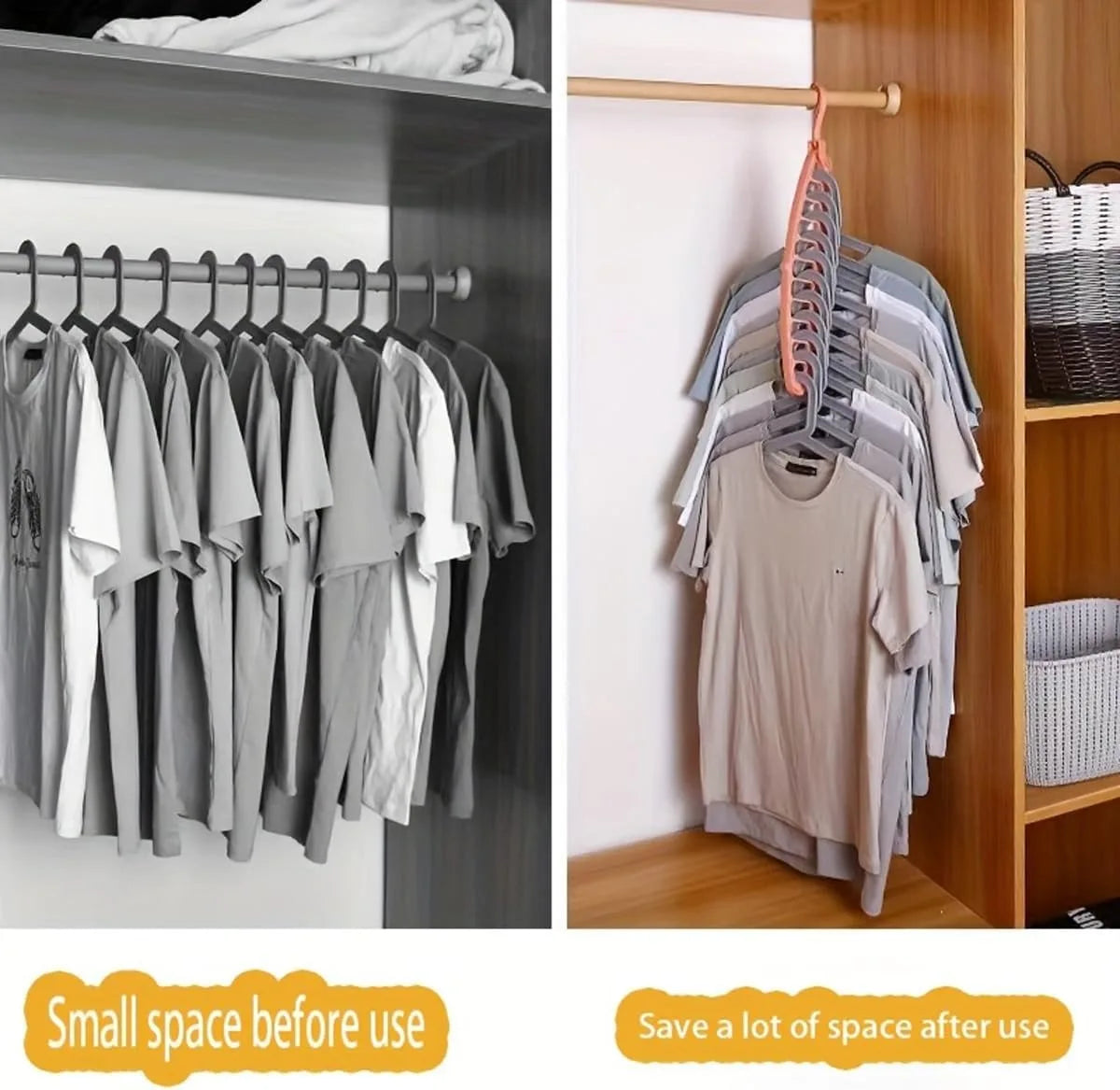 11-Hole Magic Folding Clothes Hanger Organizer, Folding Hangers, Shirt Hangers Space Saving - Black Dress Suit Coat Hangers ，Design Wardrobe Storage for Coats | Closet Clothing Organizers | Clothes Hangers for Wardrobe Apar