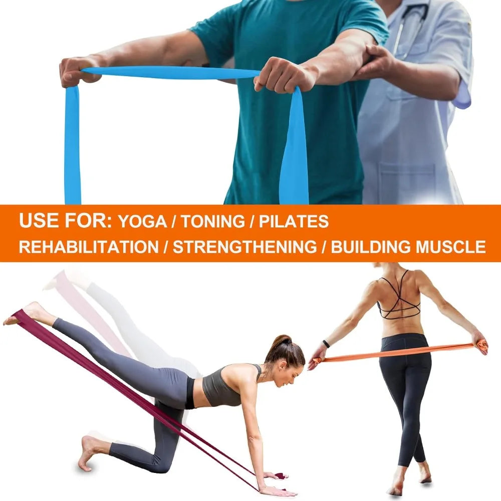 Long Elastic Resistance Bands for Physical Therapy Yoga Pilates Rehabilitation Home Gym Workouts Strength Training Professional Exercise Fitness Stretch Band Non-Latex