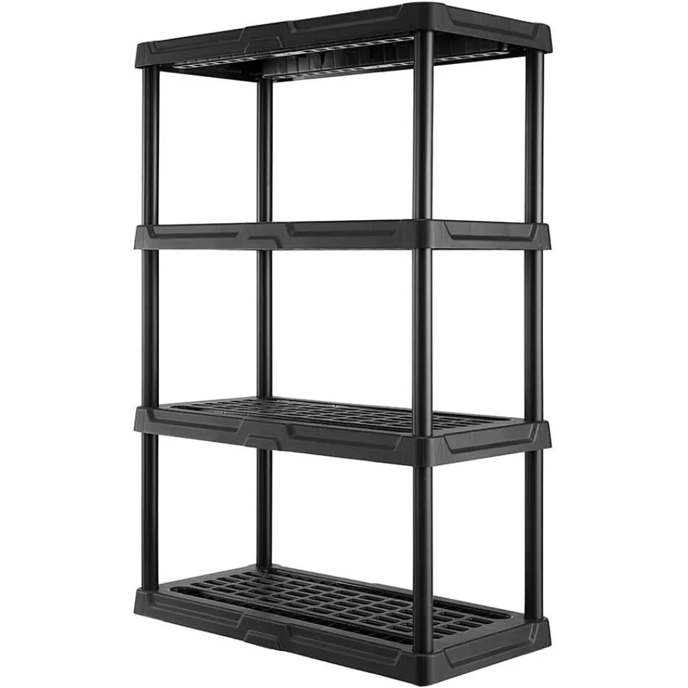 CENTREX CX 4-Tier Heavy Duty Plastic Storage Shelves 150lbs Capacity Per Shelf Black Weather-Resistant Easy Assembly Garage Kitchen