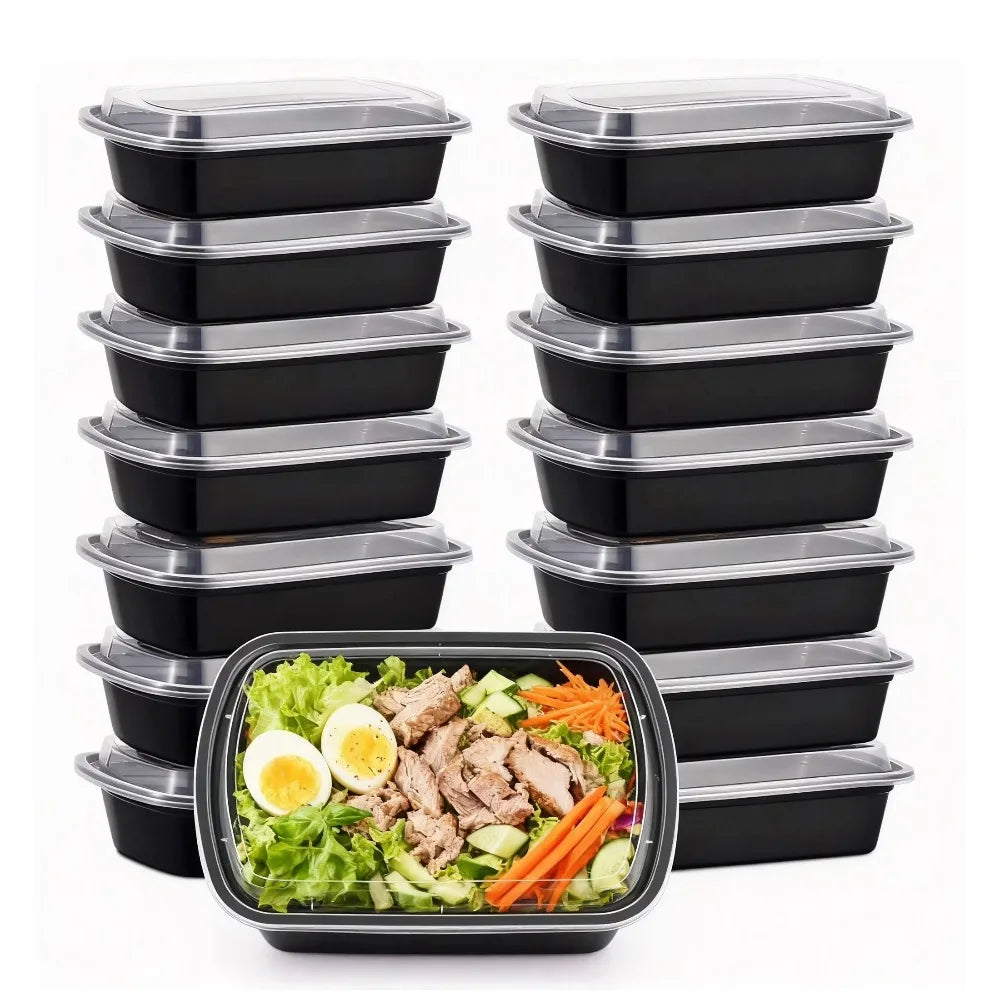 Microwave Safe Disposable Plastic Meal Prep Containers with Lids 30-Piece Set Food Storage Take Out Lunch Boxes To Go
