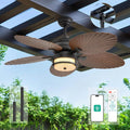 Orison 52'' Outdoor Ceiling Fan with Lights, Tropical Palm Leaf Fan, Wet Rated for Patio, Porch & Gazebo, Dimmable LED, 6-Speed,