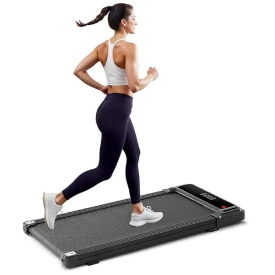 Walking Pad Under Desk Treadmill, Portable Compact Electric Walking Treadmill, Quiet Fitness Machine with Remote Control and LE
