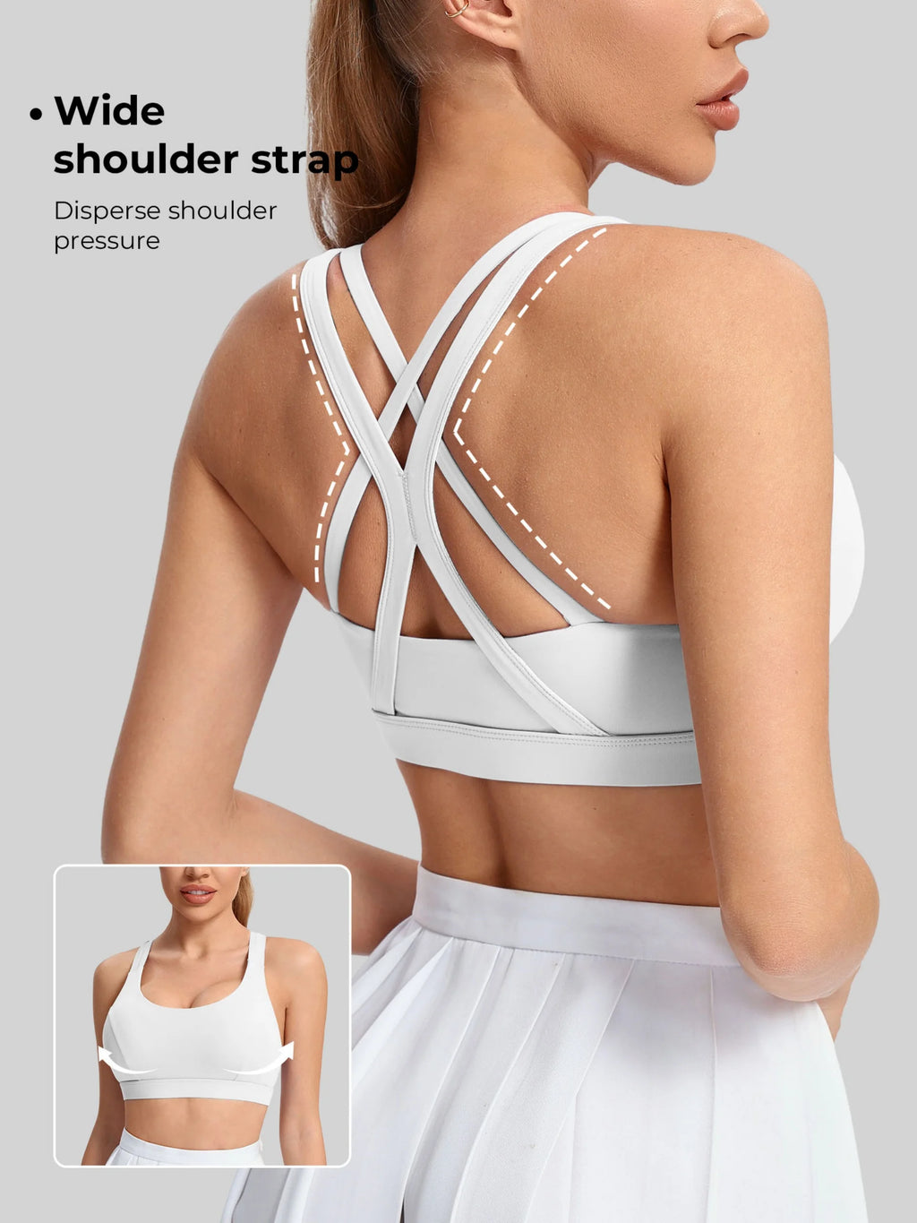 Ladies' yoga sports bra - back style, thin shoulder strap sports vest, breathable nylon blended material