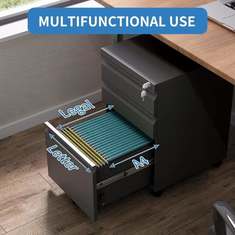 Popular Filing Cabinets for Home Office, 3 Drawer File Cabinet with Lock, Under Desk Home Office Cabinet, Locking File Cabinet