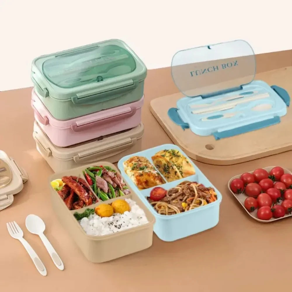 1200ML Lunch Bento Box for Adults Office Worker Picnic LeakProof Lunch Box with Utensils 3 Compartment Bento Box Microwave Safe