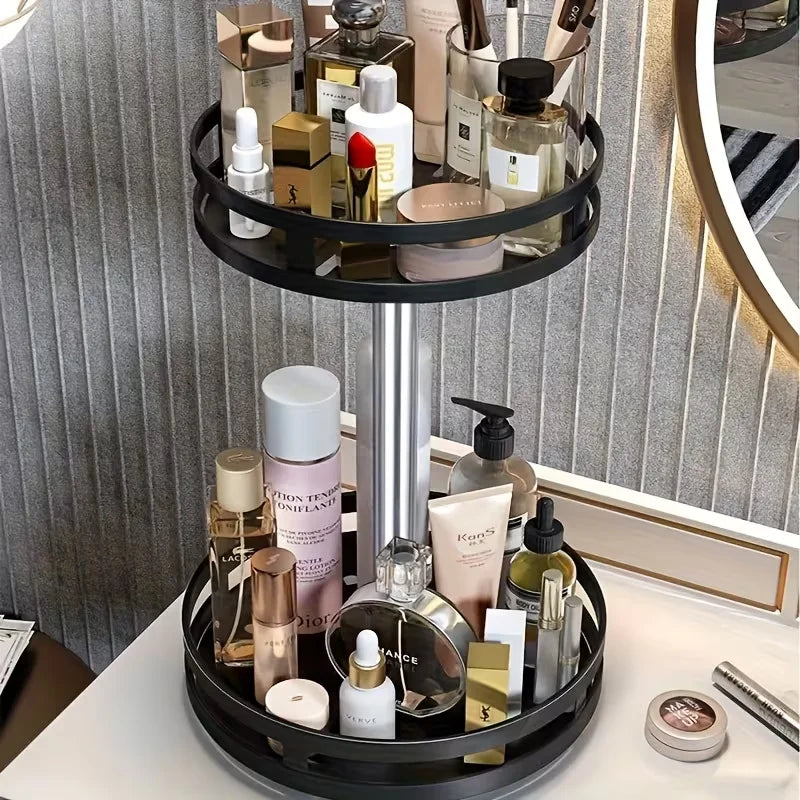 360-Degree Rotating Kitchen Organizer - Metal Spice Rack Featuring Storage Containers  Available in Double Or Triple