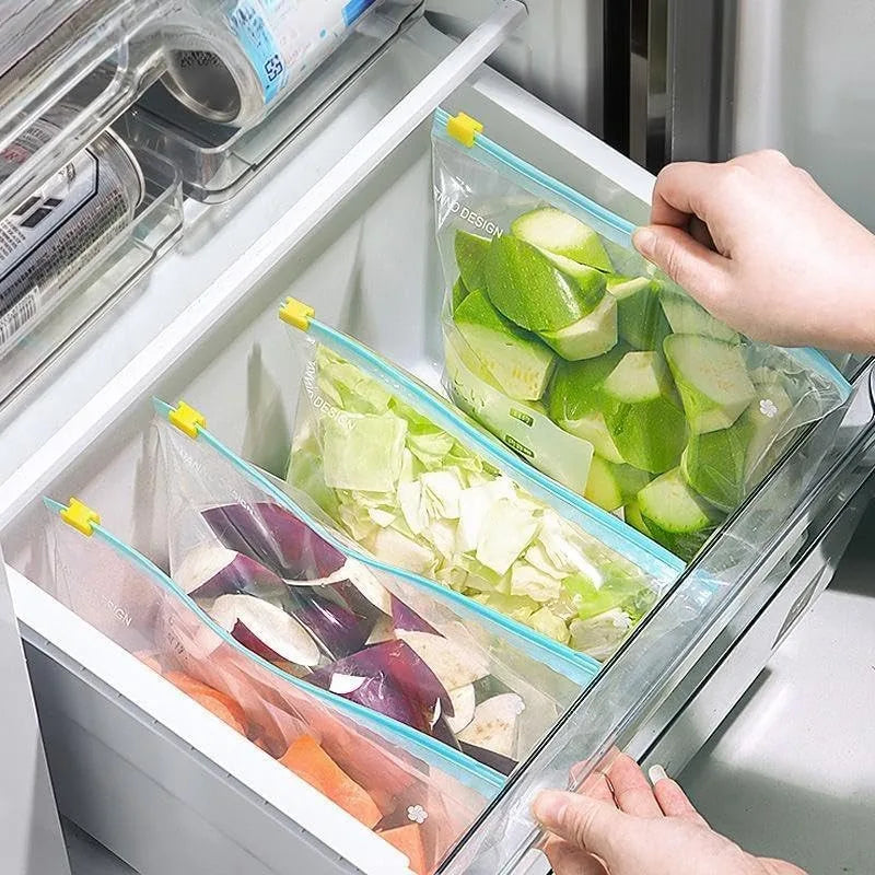 60 Pcs Leak-proof Reusable Safety Ziplock Bags, 3 Sizes for Food Storage and Multiple Scenarios，Leakproof Material for Kitchen Organization，Transparent Fresh-Keeping Sealable Bags, Reusable, with a Stand-Up Zipper Design