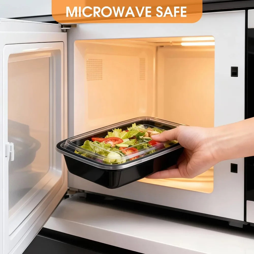 Microwave Safe Disposable Plastic Meal Prep Containers with Lids 30-Piece Set Food Storage Take Out Lunch Boxes To Go