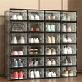 24pcs Large Stackable Plastic Shoe Storage Boxes Dustproof Transparent Display Cabinet for Men/Women Sports Shoes Boots Hat Organizer