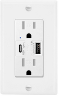2PK 4.2/5.8A 110V Dual USB Port Type C Wall Socket with LED Indicator Charger AC Power Receptacle  Tamper Resistant Outlet Panel