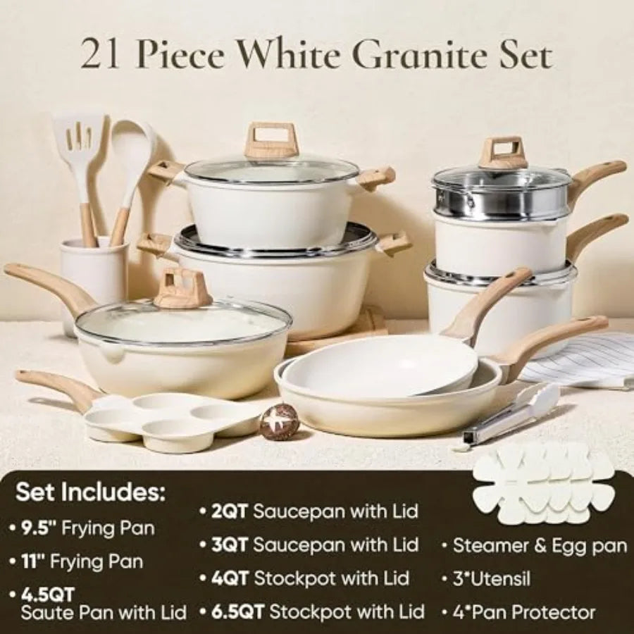 Pots and Pans Set, Nonstick Cookware Sets, Induction Cookware Kitchen Set Non Stick Cooking Set w/Frying Pans and Saucepans PFO