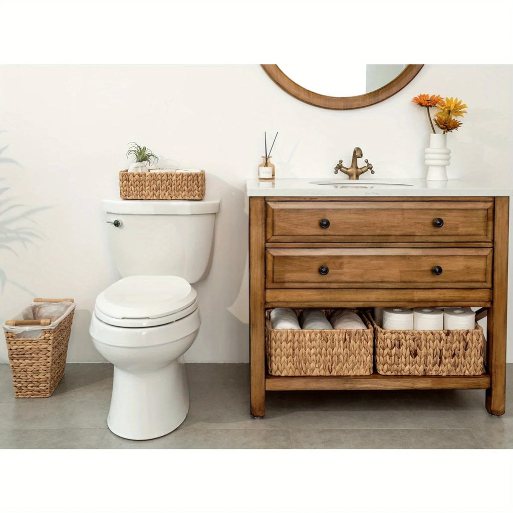 Storage Baskets, Square Wicker Baskets With Built-in Handles, Hand-Woven Baskets For Bedroom, Bathroom, Pantry, Shelves, Shelf Baskets