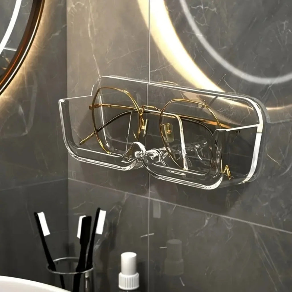3pcs Wall-Mounted Glasses Holder Stand - Adhesive Eyeglasses Organizer for Nightstand, Reading Glasses, and Sunglasses - Clear