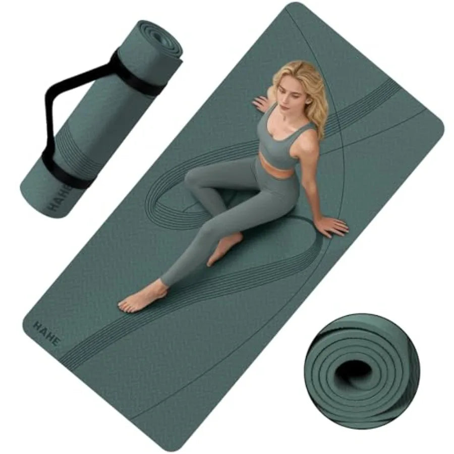 Yoga Mat High Density Exercise Mat, 76"x32"x0.27"Thick Wide and Large Yoga Mat for Women Men, Professional POE Workout Mat