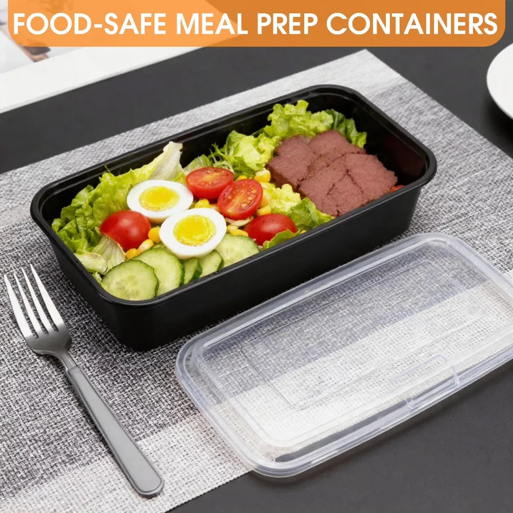 Microwave Safe Disposable Plastic Meal Prep Containers with Lids 30-Piece Set Food Storage Take Out Lunch Boxes To Go