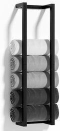 Bathroom towel rack 304 stainless steel towel storage rack, used to roll bath towels, can accommodate 6-8 large towels, wall-mounted 30-inch towel storage rack, used for small space black towel rack