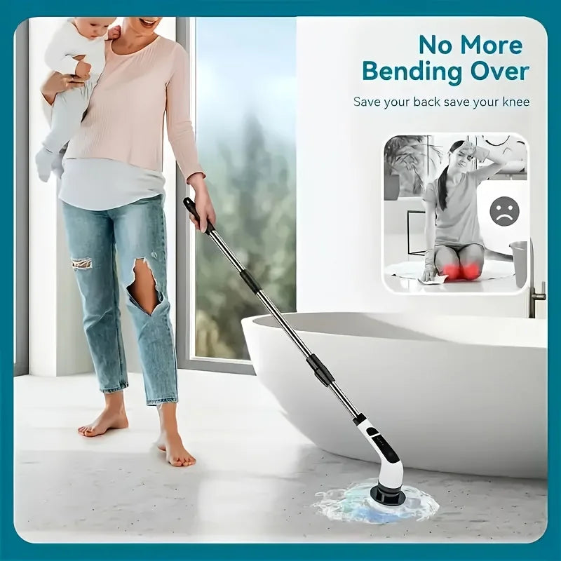 Electric Spin Scrubber 9-in-1 Cordless Rechargeable with 9 Brush Heads, Multipurpose Cleaner for Bathroom Kitchen Floor