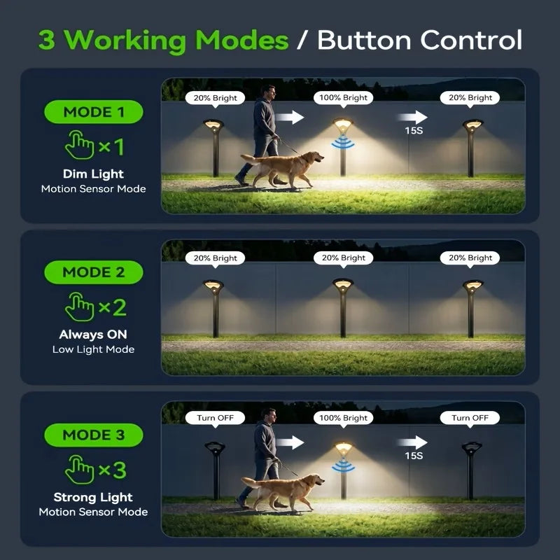 Solar Pathway Lights Outdoor with Motion Sensor, 6 Pack Security Solar Garden Lights, 400LM Bright LEDs, Upgraded Glass Panel, 3 Modes Waterproof Path Lights for Yard Patio Walkway Driveway
