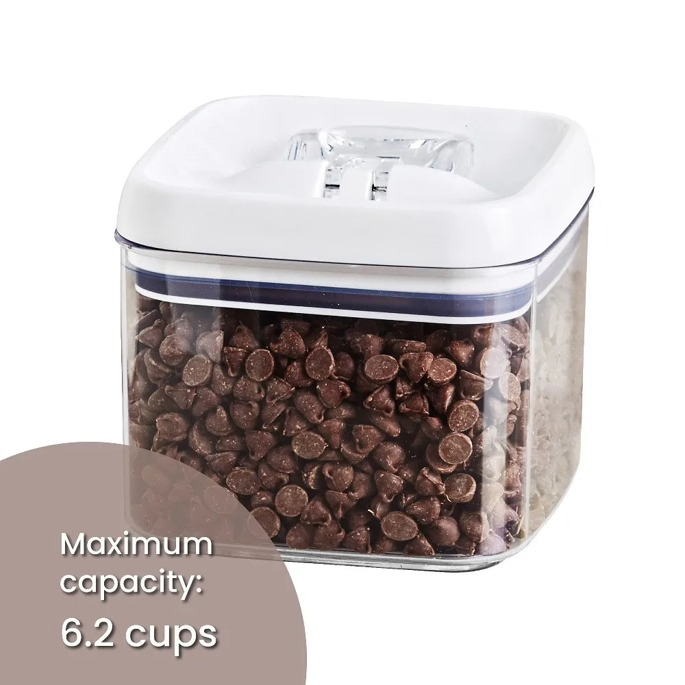 Clear Square Food Storage Container with Easy Open Flip Tight Lid BPA Free Plastic Meal Prep Box for Kitchen Pantry Organization