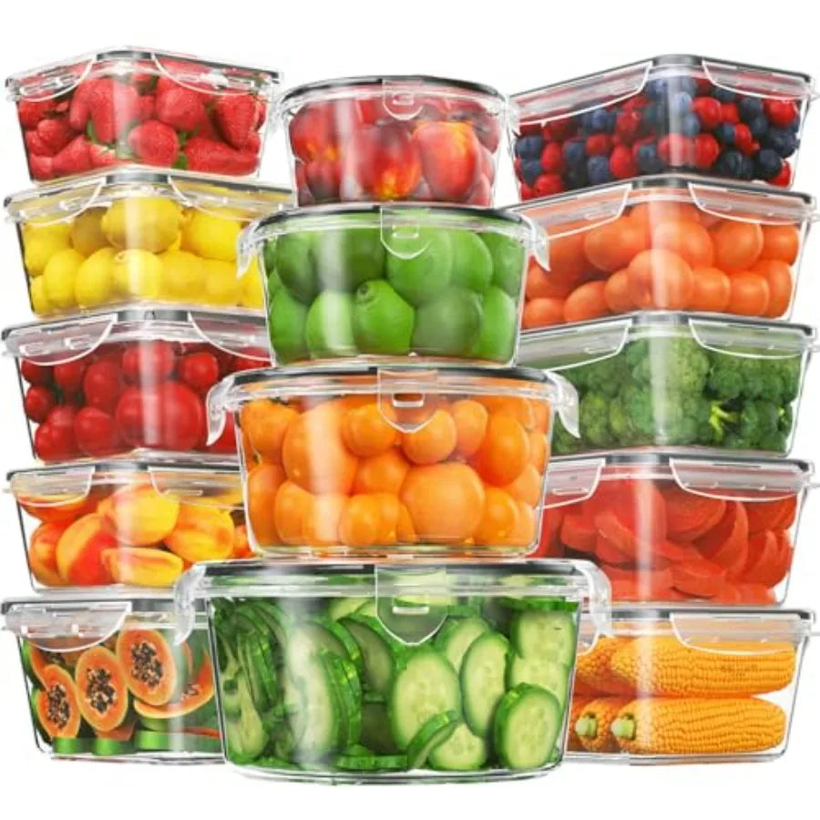 50 PCS Food Storage Containers Set, Plastic Food Containers for Pantry Kitchen Storage and Organization, Microwave and Dishwasher safe