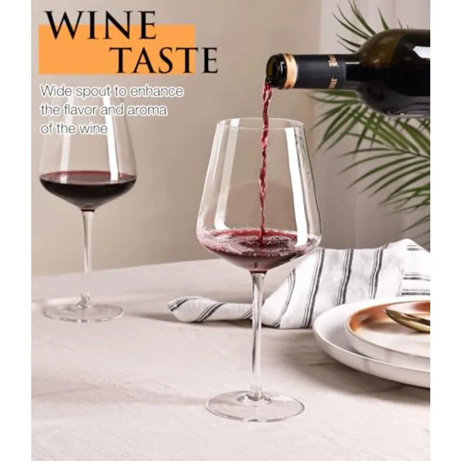 Wine Glasses Set of 4, Crystal Hand Blown Red/White Wine Glass with Stem-17 oz, Dishwasher Safe, Unique Gift for Wedding, Birth