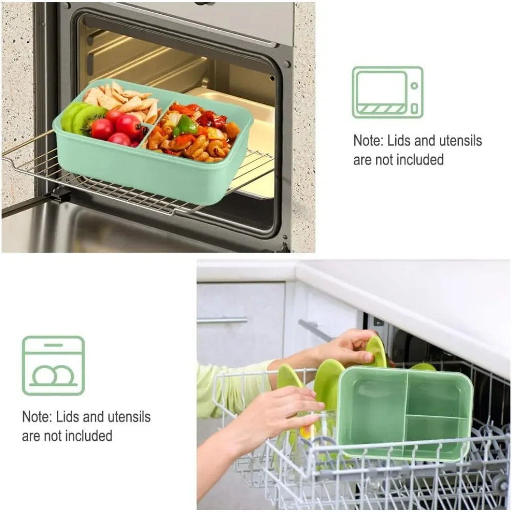 1200ML Lunch Bento Box for Adults Office Worker Picnic LeakProof Lunch Box with Utensils 3 Compartment Bento Box Microwave Safe